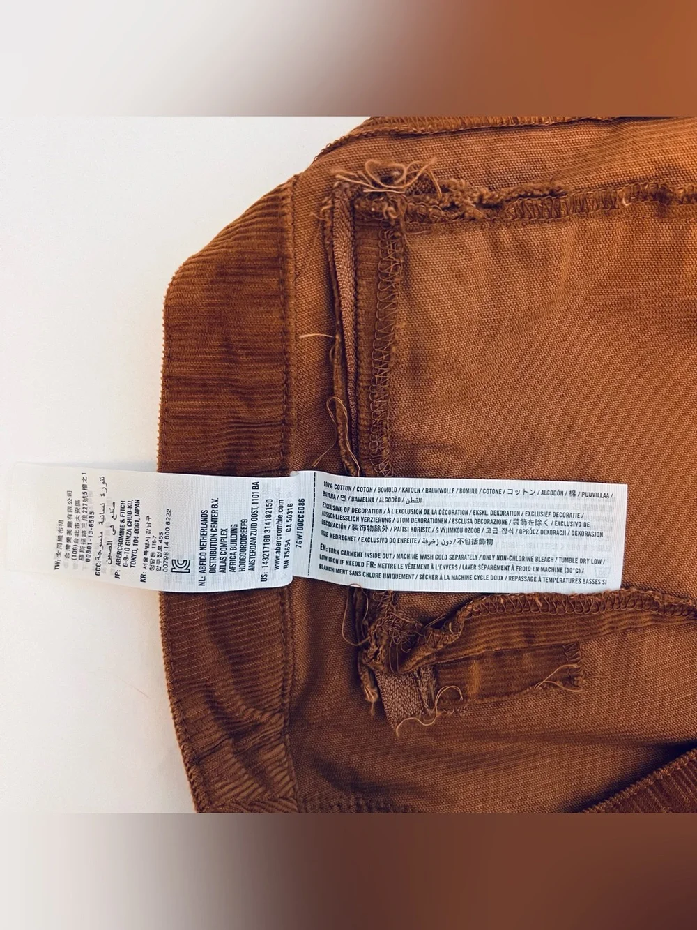 Abercrombie & Fitch Rust Brown Corduroy Mini Skirt with Silver Zipper Detail